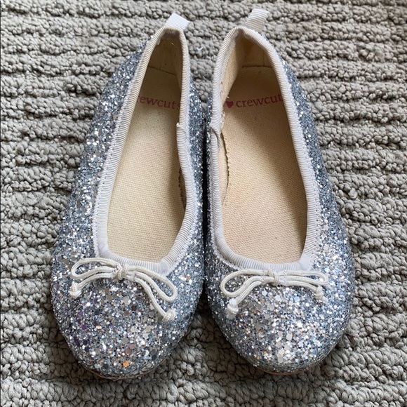 silver sparkle ballet flats